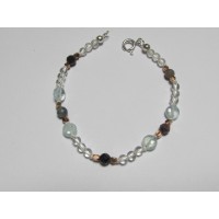 Bracelet Bergkristall Saphir Aquamarin Goldteile 18 cm