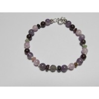 Bracelet Amethyst Granat Kunzit Turmalin Labradorit 18,5 cm