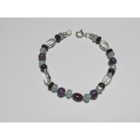 Bracelet Aquamarin Granat Amethyst 18 cm