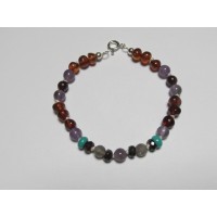 Bracelet Bernstein Amethyst Granat Türkis Labradorit 19 cm