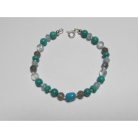 Bracelet Türkis Aquamarin Labradorit 19 cm