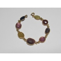 Bracelet Saphir multicolor vergoldet 17 cm