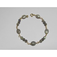 Bracelet Labradorit vergoldet 19 cm