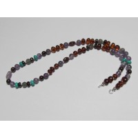 Exklusive Schmuckkette Bernstein Amethyst Granat Türkis Labradorit 6 mm 42 cm
