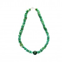 Exklusive Schmuckkette aus Amazonit, Chrysocoll, Kugeln und Barock, 11 mm - 14 mm, Länge 43 cm