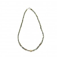 Exklusive Schmuckkette aus Labradorit, Zwischenstück Silber, oval, 3 mm - 8 mm, Länge 42 cm