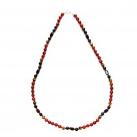 Exklusive Schmuckkette aus Falkenauge, Granat, Jaspis rot, Karneol, Tigerauge, Kugeln und oval, 6 mm, Länge 57 cm