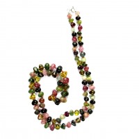 Exklusive Schmuckkette aus Turmalin, Barock, 8 mm - 12 mm, Länge 80 cm