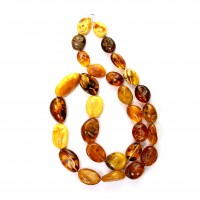 Exklusive Schmuckkette aus Bernstein, oval, 16 mm - 30 mm, Länge 83 cm