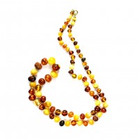 Exklusive Schmuckkette aus Bernstein, Kugeln, 6 mm - 12 mm, Länge 72 cm