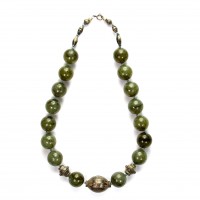 Exklusive Schmuckkette aus Labradorit, zwischenstück Silber, Kugeln, 16 mm, Länge 48 cm