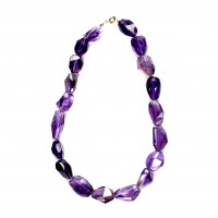 Exklusive Schmuckkette aus Amethyst, facettiert, 15 mm, Länge 44 cm