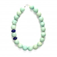 Exklusive Schmuckkette aus Amazonit, Lapislazuli, Kugeln, 20 mm, Länge 45 cm