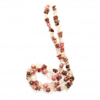 Exklusive Schmuckkette aus Rhodochrosit, Rhodonit, Rosenquarz, Kugeln und Barock, 10 mm - 12 mm, Länge 68 cm