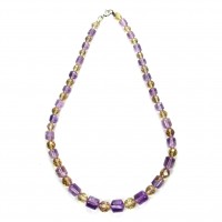 Exklusive Schmuckkette aus Ametrin, oval und facettiert, 6 mm - 11 mm, Länge 42 cm