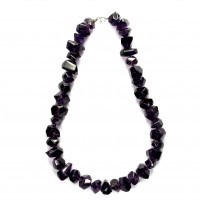 Exklusive Schmuckkette aus Amethyst, facettiert, 16 mm, Länge 48 cm