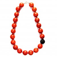 Exklusive Schmuckkette aus koralle, Lava, Kugeln, 20 mm, Länge 50 cm