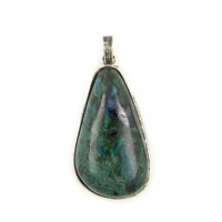 Anhänger aus Chrysocoll, silber gefasst, 30 mm - 62 mm