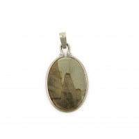 Anhänger aus Jaspis Landschaft, silber gefasst, 18 mm - 36 mm