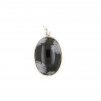 Anhänger aus Obsidian, silber gefasst, 16 mm - 30 mm