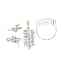 Anhänger aus Topas, silber gefasst, Ohrstecker, Ring, 14 mm - 36 mm