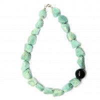 Exklusive Schmuckkette aus Amazonit, Onyx, 15 - 18 mm, Länge 42 cm