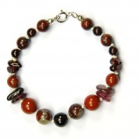 Armband aus Jaspis, Granat, 6 mm - 12 mm, Länge 19 cm