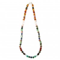 Talismankette, 6 mm Kugeln, unregelmässige Formen, Länge 42 cm 