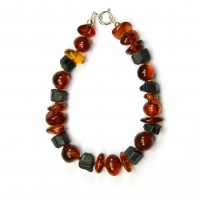 Armband aus Bernstein, Turmalin, 10 mm, Länge 20cm