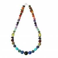 Talismankette, 8-12 mm Kugeln, unregelmässige Formen, Länge 42 cm