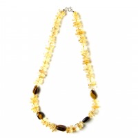 Exklusive Schmuckkette aus Citrin, Tigerauge,  12 mm,  Länge 50 cm